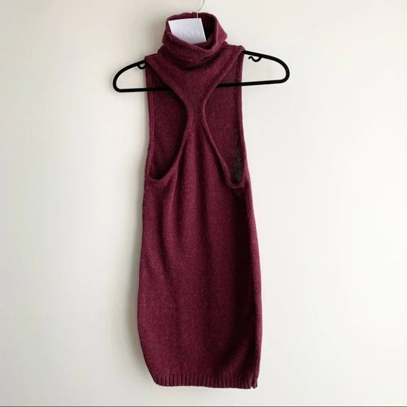 FREE PEOPLE One Teaspoon Turtleneck Knit Sweater Dress Buckle detail Burgundy - Picture 14 of 14